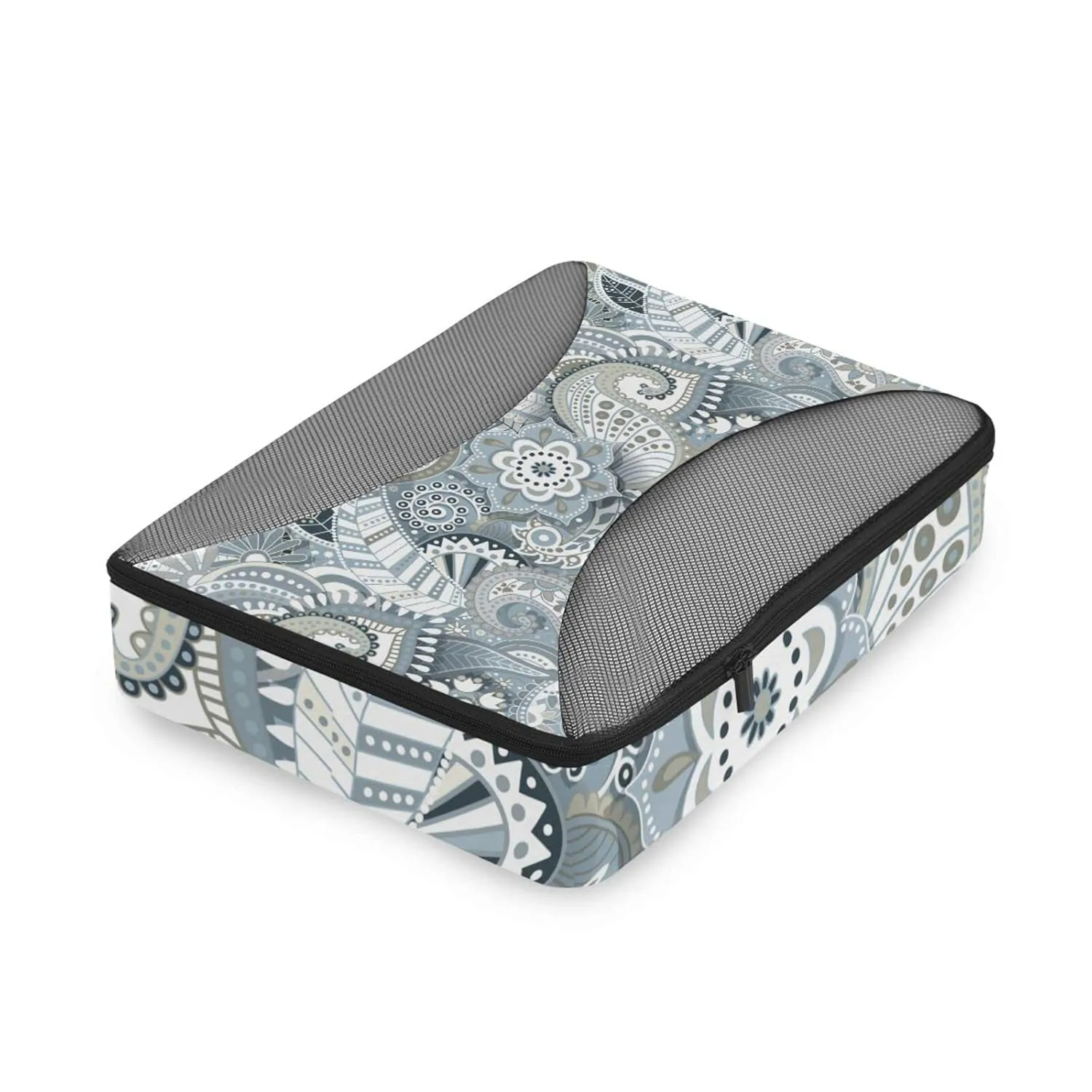 Retro Traditional Ancient Asian Elements Paisley Floral Flowers 4 Set Packing Cubes, Travel Packing Organizers, 600D Oxford Cloth Toiletry Storage Bag, Luggage Mesh Bags for Accessories
