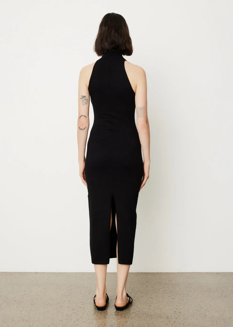 Ribbed Neck Wool Dress