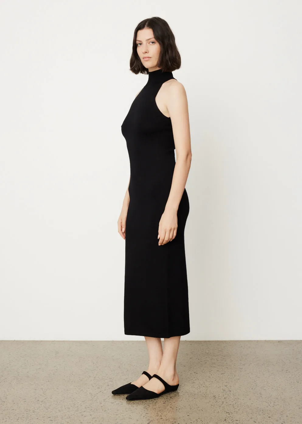 Ribbed Neck Wool Dress