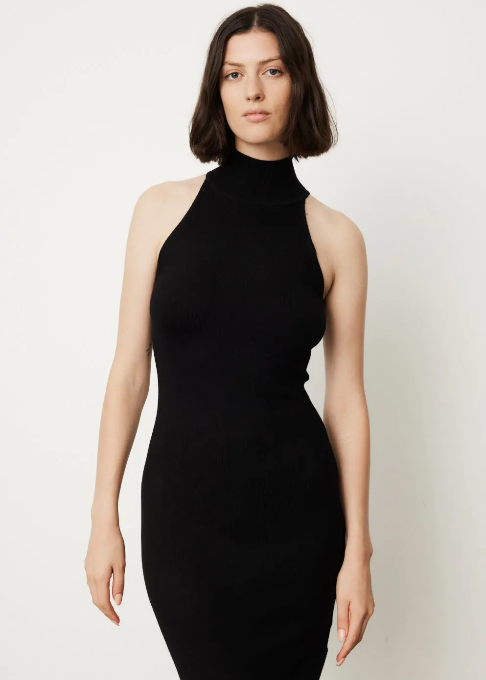 Ribbed Neck Wool Dress