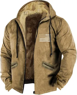 RTRDE Mens Work Jacket Fleece Sherpa Lined Hoodie Jackets Long Sleeve Printed Zip Up Winter Coats Work Jacket, M-7XL