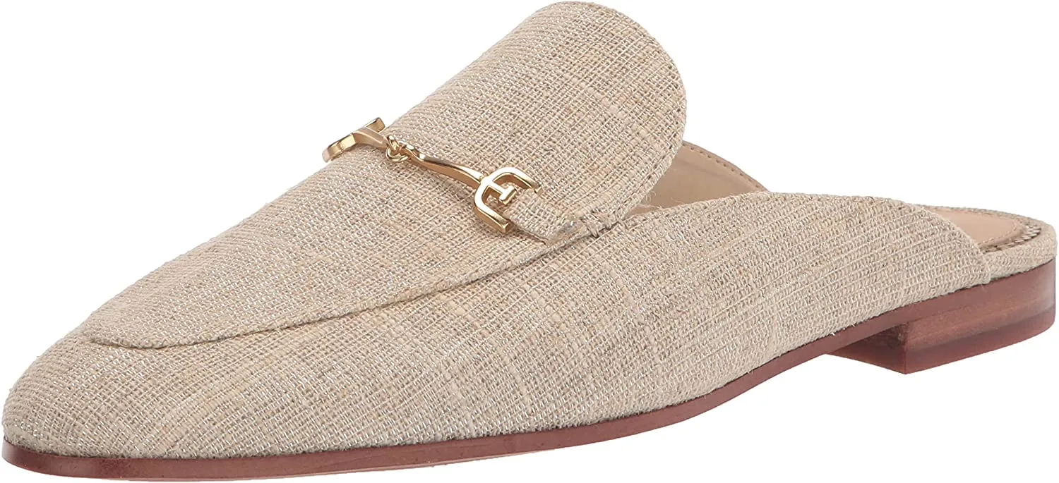 Sam Edelman Linnie Natural Golden Accented Slip On Rounded Toe Fashion Mules
