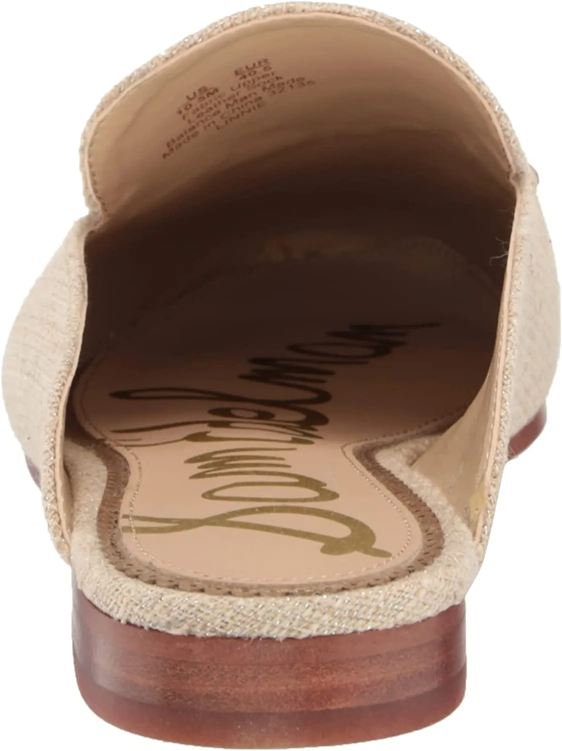 Sam Edelman Linnie Natural Golden Accented Slip On Rounded Toe Fashion Mules