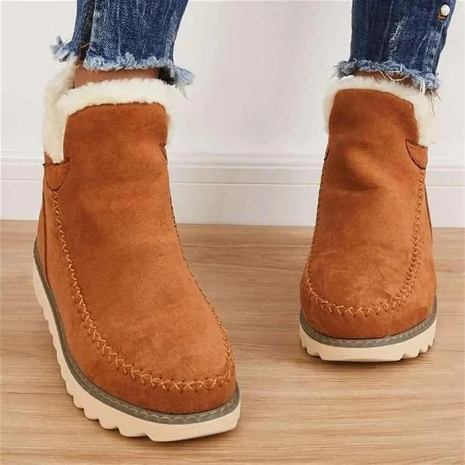 SBGMoSJ Winter Boots for Women Fashionable Women's Wide Width Waterproof Slip on Ankle Boots for Swollen Feet Winter Work Boots for Women Wide Width Women Boots Winter Ankle Botas Nieve Largas