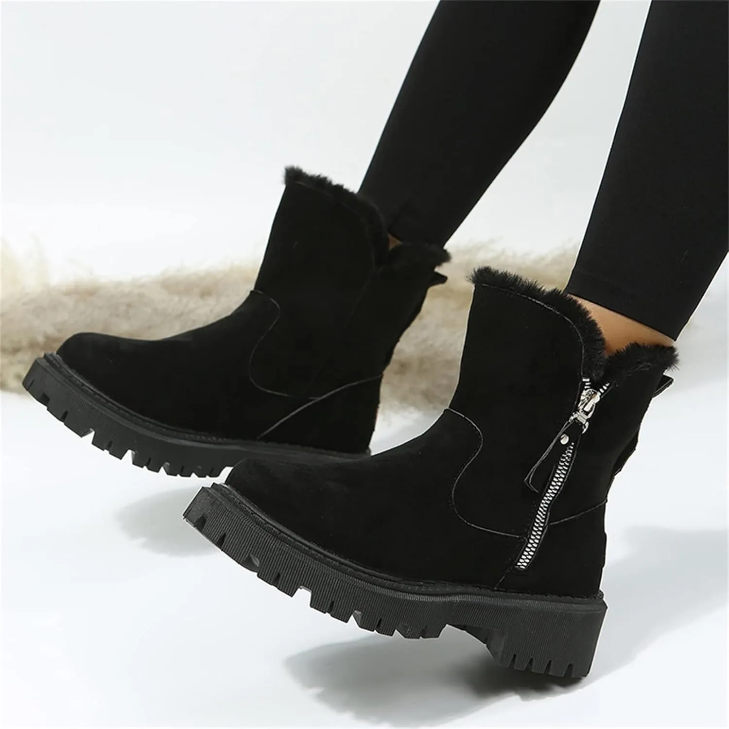 SBGMoSJ Winter Boots for Women Fashionable Women's Wide Width Waterproof Slip on Ankle Boots for Swollen Feet Winter Work Boots for Women Wide Width Women Boots Winter Ankle Botas Nieve Largas