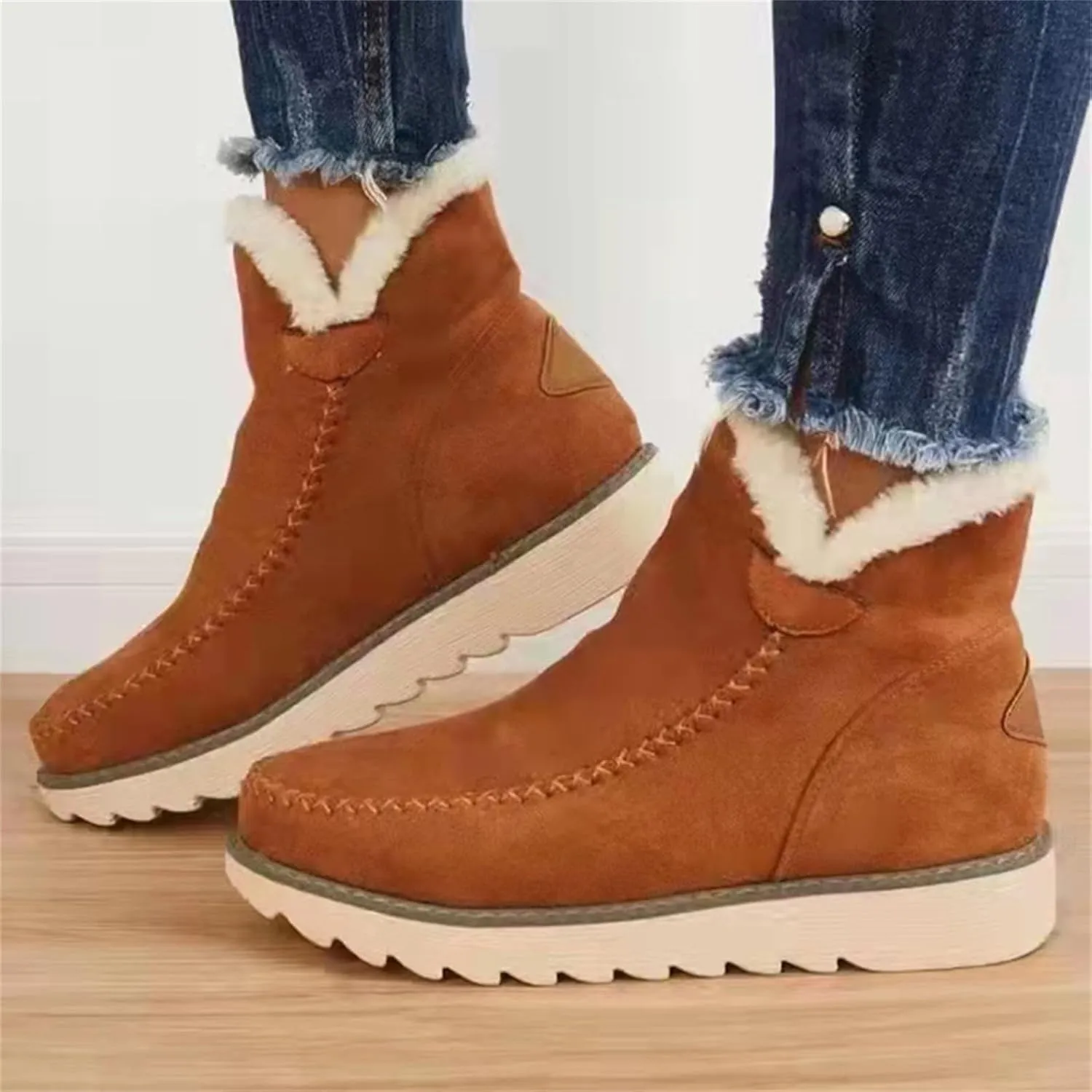 SBGMoSJ Winter Boots for Women Fashionable Women's Wide Width Waterproof Slip on Ankle Boots for Swollen Feet Winter Work Boots for Women Wide Width Women Boots Winter Ankle Botas Nieve Largas
