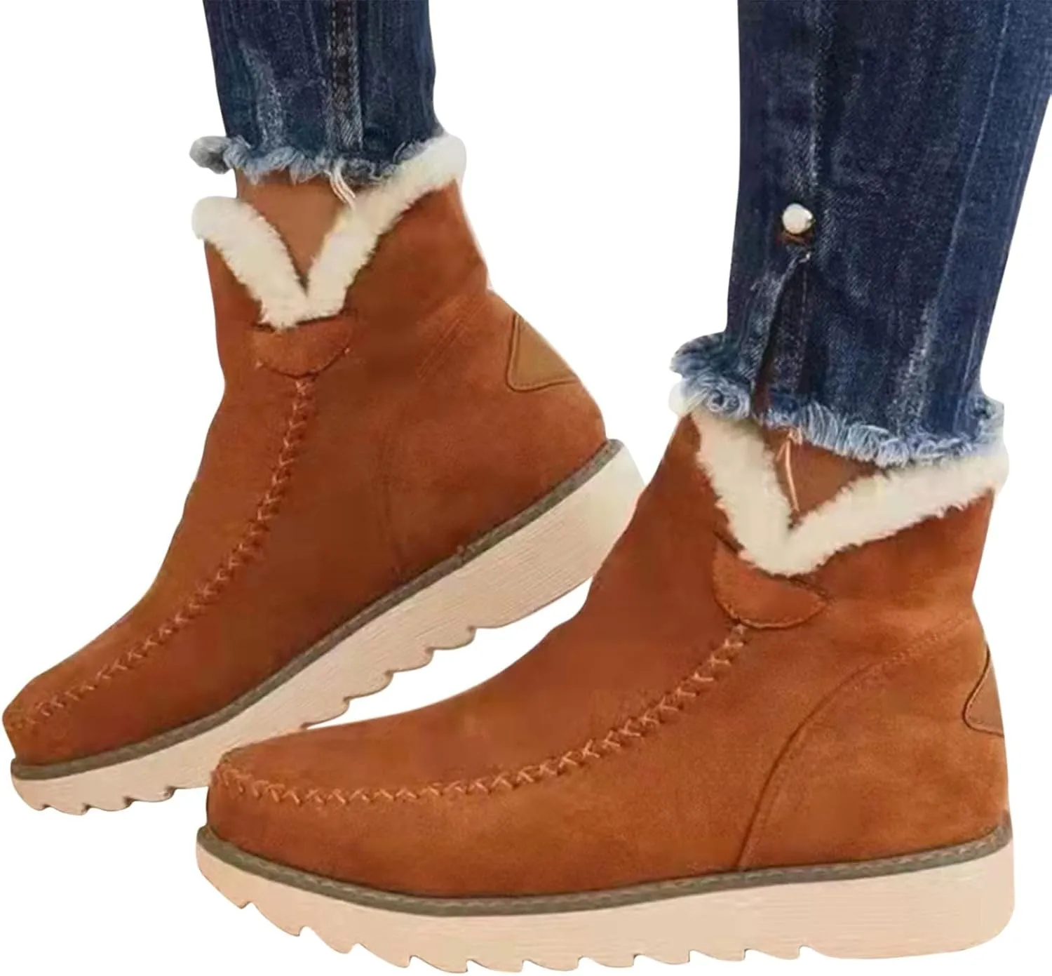 SBGMoSJ Winter Boots for Women Fashionable Women's Wide Width Waterproof Slip on Ankle Boots for Swollen Feet Winter Work Boots for Women Wide Width Women Boots Winter Ankle Botas Nieve Largas