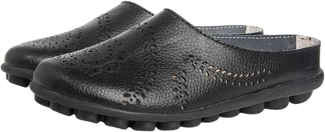 Shoes for Women Casual All-Match Hollow Slippers Slip On Sandals Orthopedic All-Match Breathable Flats Summer Slip-on Round Toe Non-Slip Lightweight Mule Sandals, Mules Slides Flat Loafers