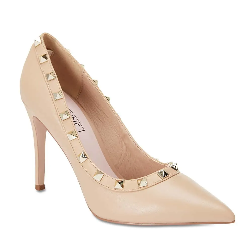 Sierra Heel in Nude Leather