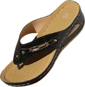 Slide Sandals for Women Orthopedic Sandals, Breathable Mesh Sports Sandal Arch Support Wedge Flip Flops for Women