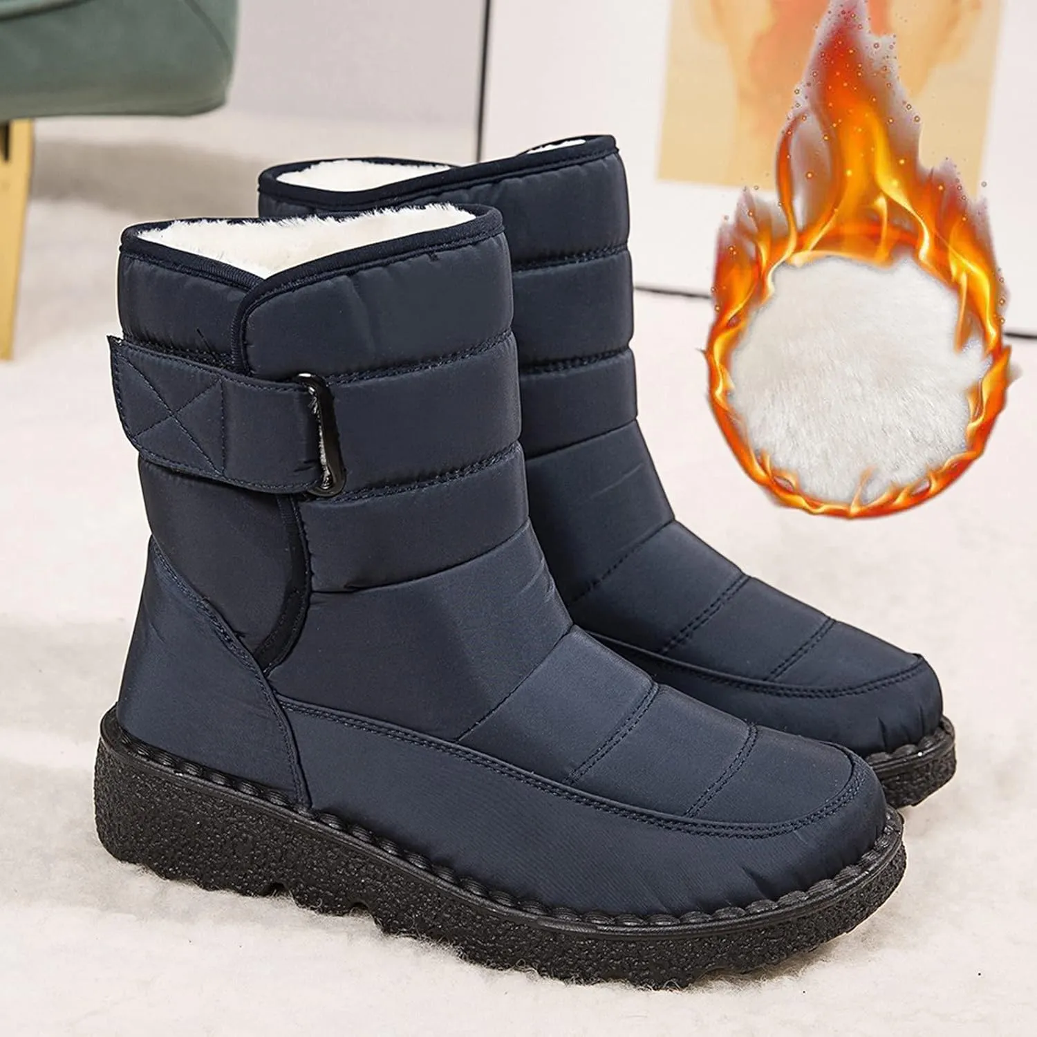 Slip on Winter Boots for Women Cute Snow Boot Women Wide Waterproof Winter Boots Slip on Womens Wide Snow Boots for Women Waterproof Botas De Invierno Contra Agua Mujer