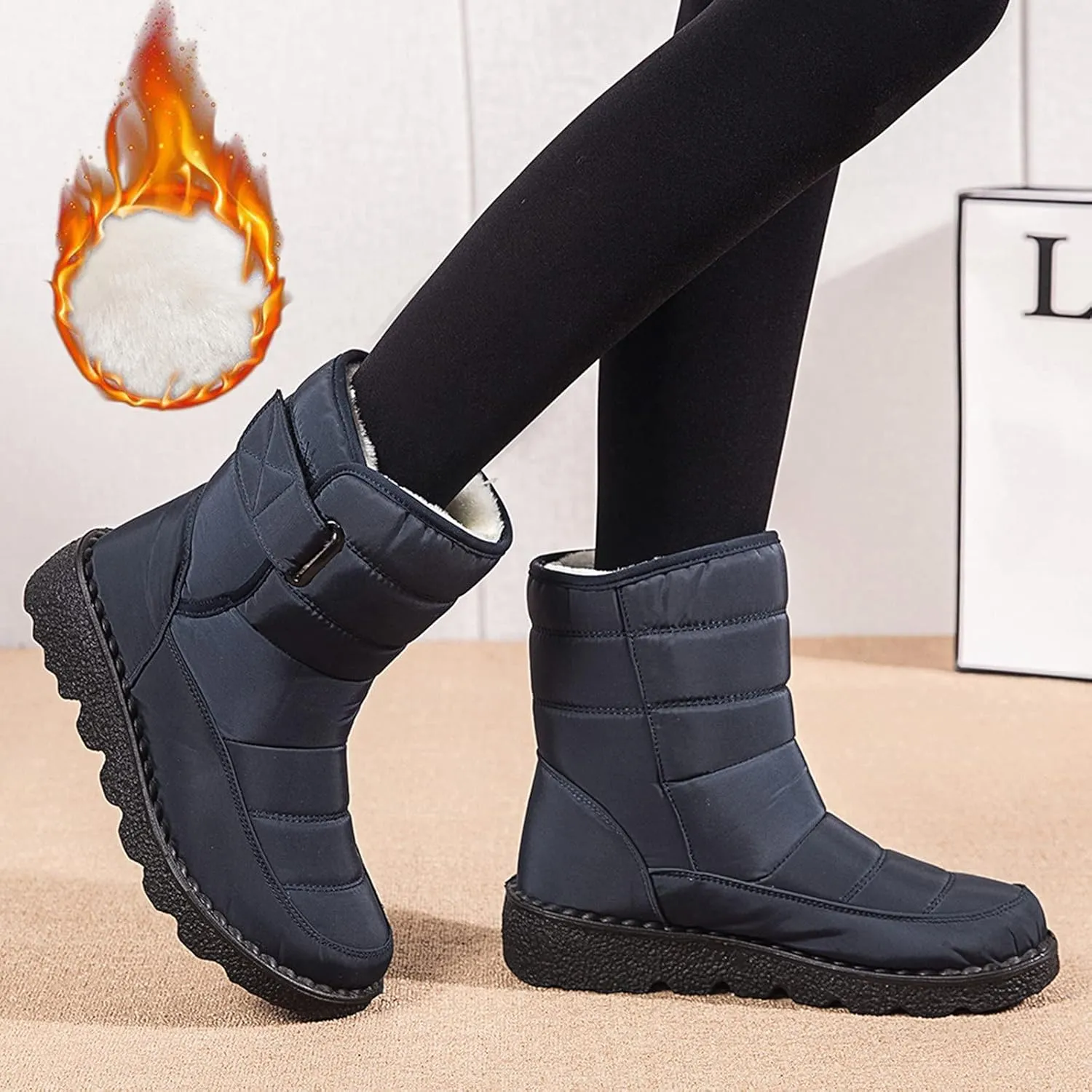 Slip on Winter Boots for Women Cute Snow Boot Women Wide Waterproof Winter Boots Slip on Womens Wide Snow Boots for Women Waterproof Botas De Invierno Contra Agua Mujer