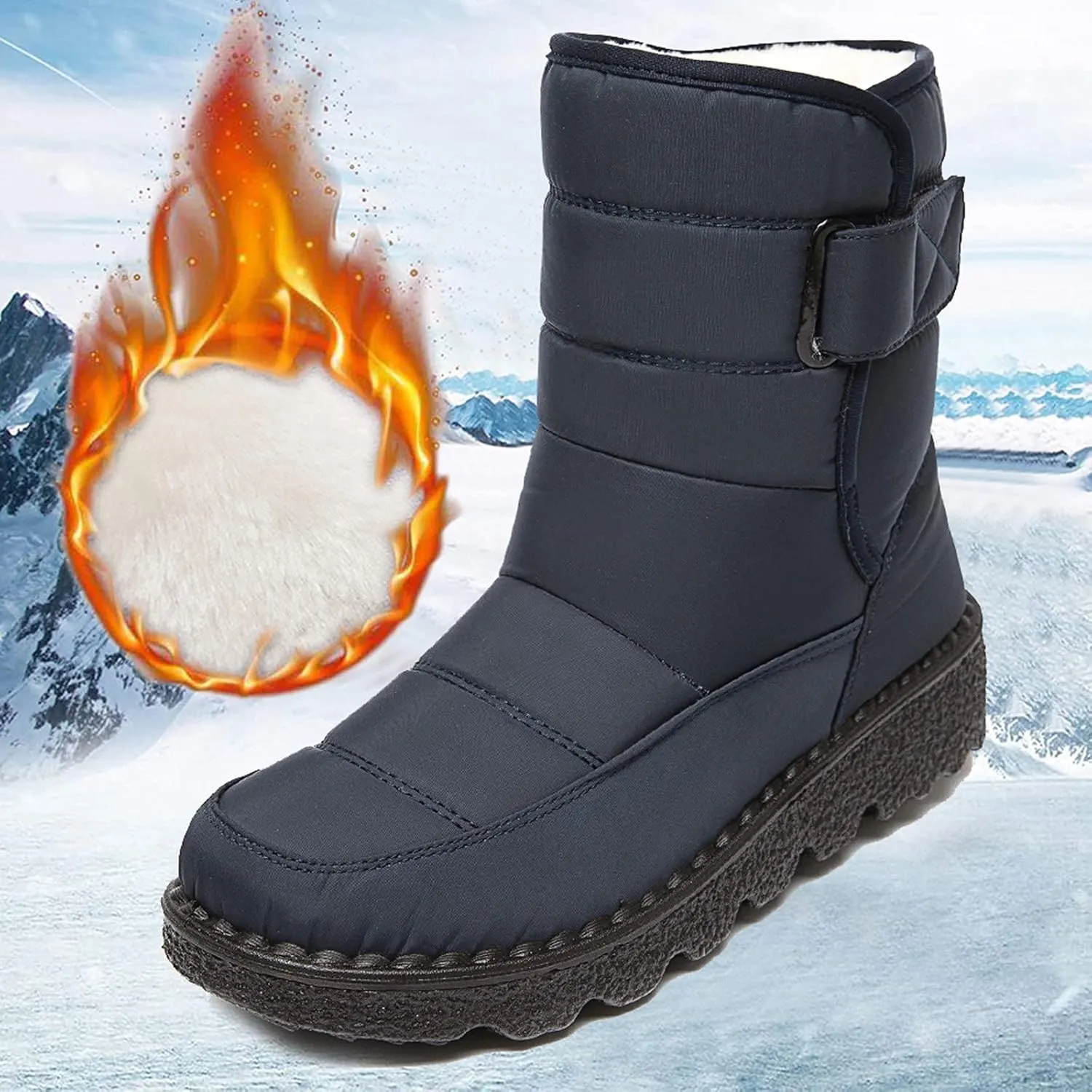 Slip on Winter Boots for Women Cute Snow Boot Women Wide Waterproof Winter Boots Slip on Womens Wide Snow Boots for Women Waterproof Botas De Invierno Contra Agua Mujer