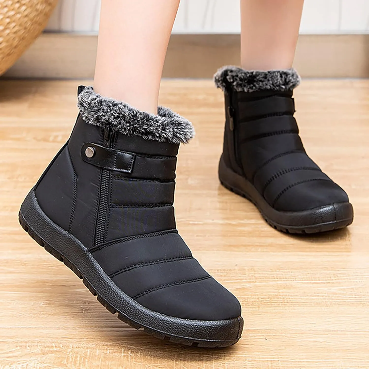 Slip on Winter Boots for Women Tall Snow Boots Women Size 9 Wide Calf Winter Booties for Women 2023 Womens Winter Fur Boots 8.5 Waterproof Womens Boots Lightweight