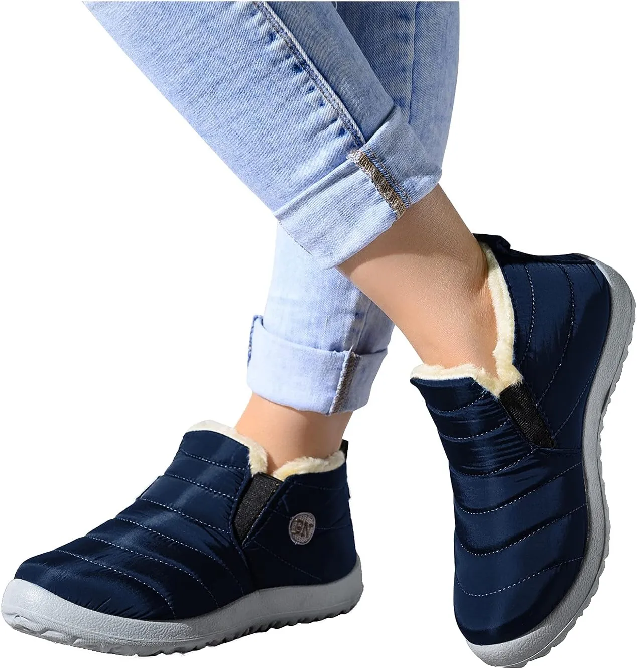 Snow Boots for Women Womens Snow Boots Winter Warm Booties Fur Lined Anti-Slip Ankle Boots Outdoor Waterproof Booties