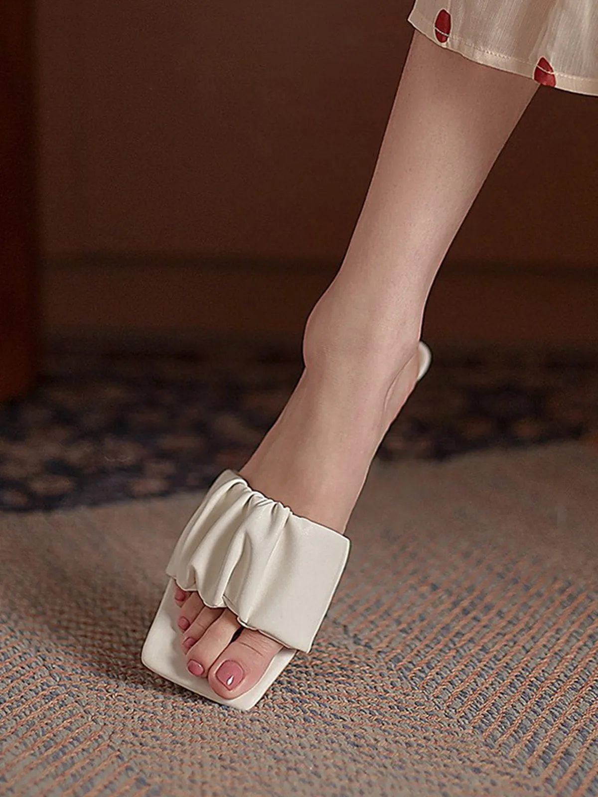 Square Toe High Heel Slippers