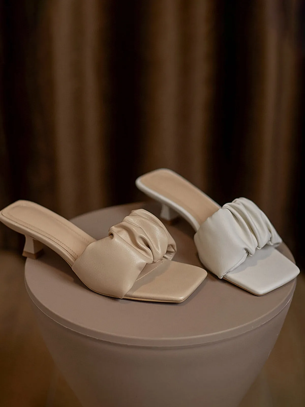 Square Toe High Heel Slippers