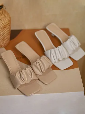 Square Toe High Heel Slippers