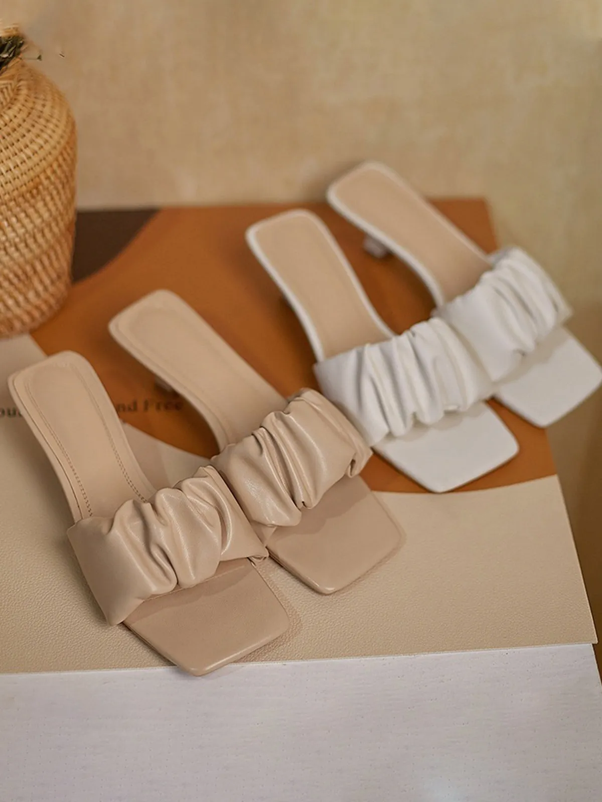 Square Toe High Heel Slippers