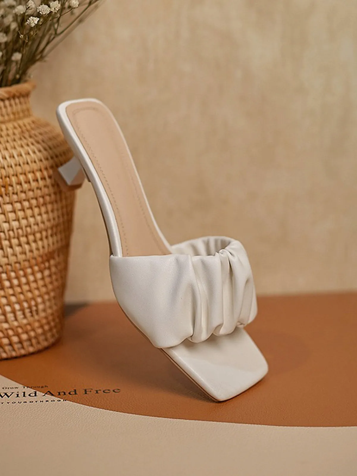 Square Toe High Heel Slippers