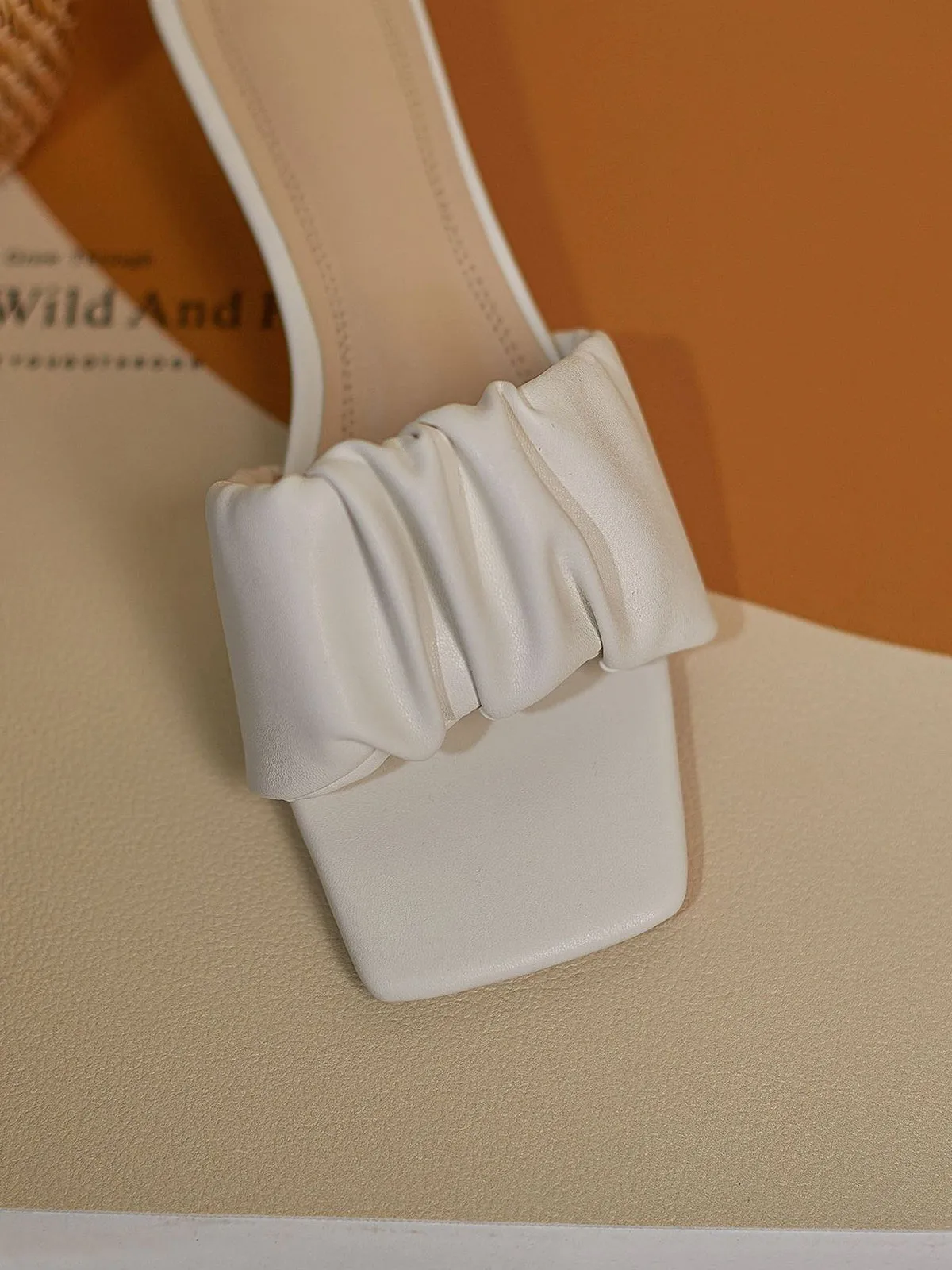 Square Toe High Heel Slippers