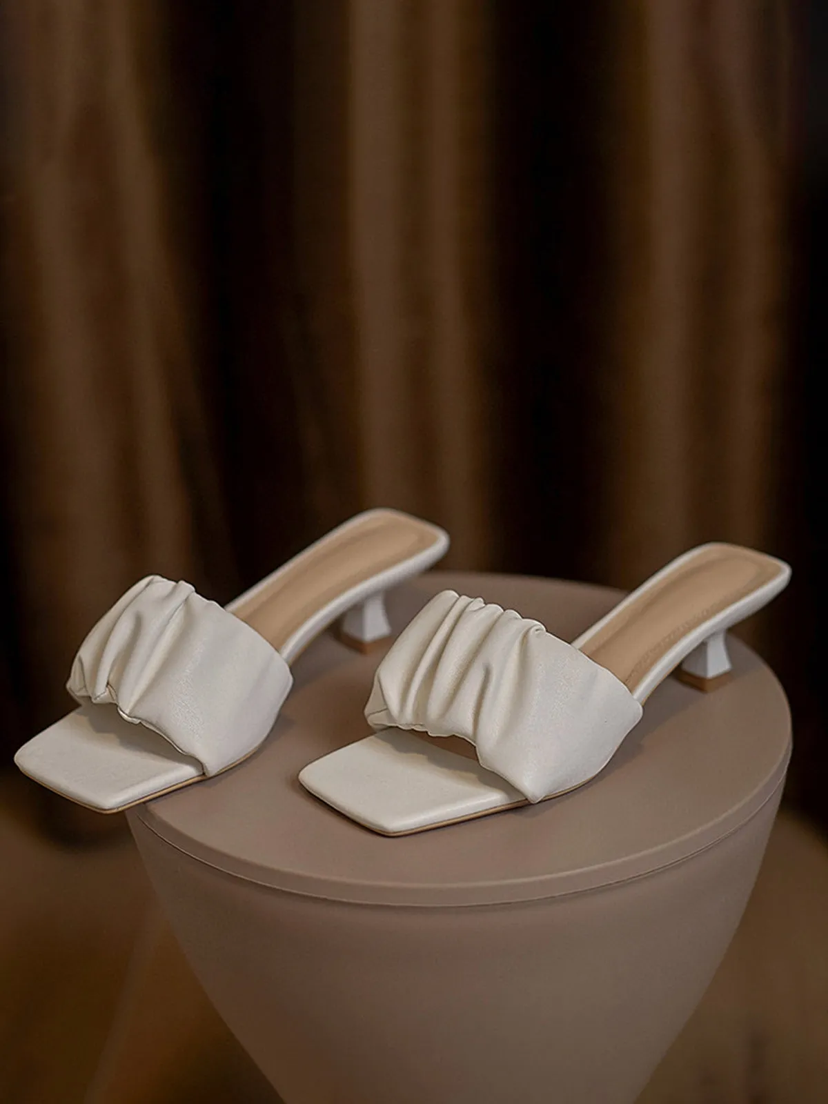 Square Toe High Heel Slippers