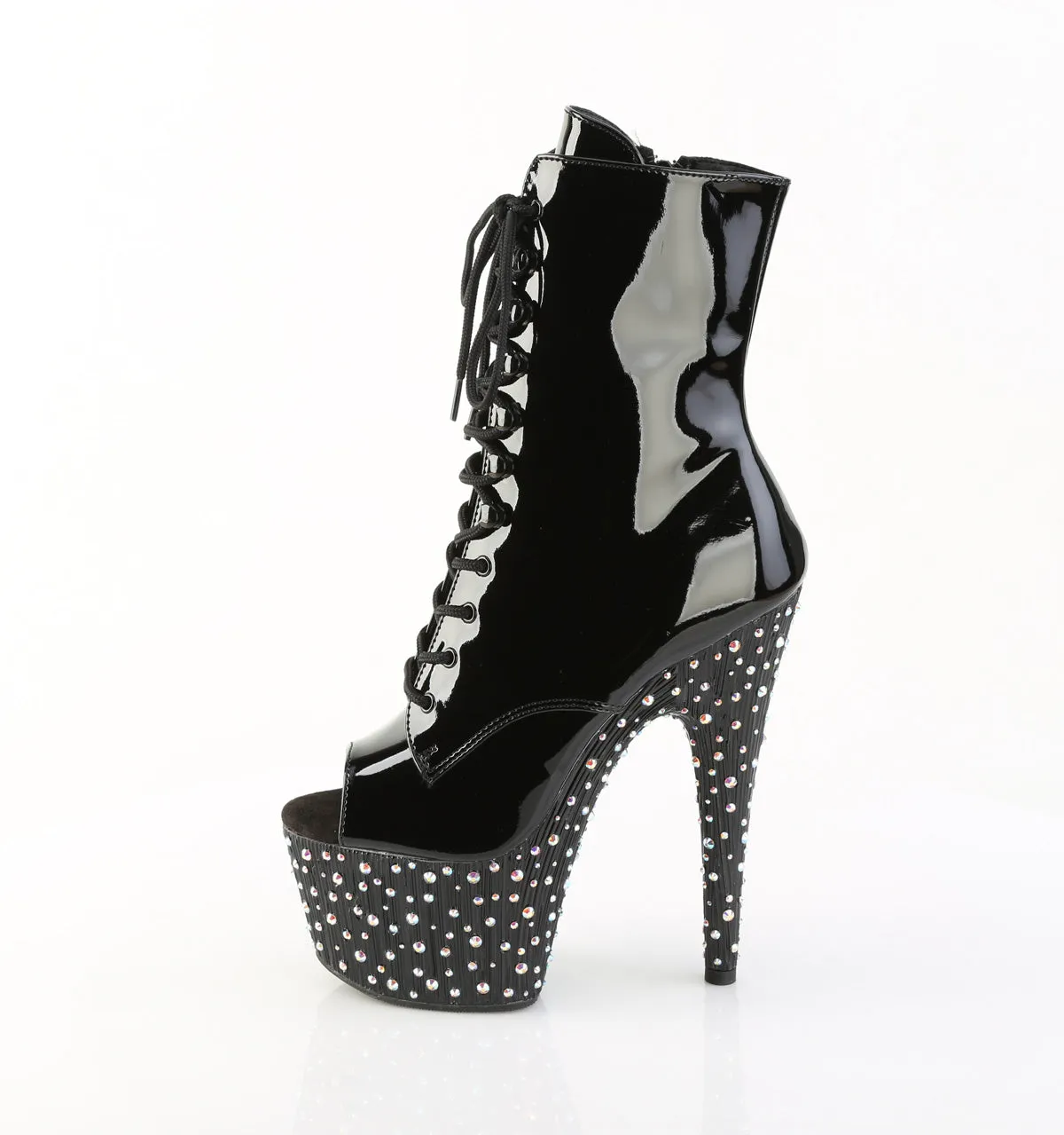 STARDANCE-1021 Glitter Platform Peep Toe Ankle Boots