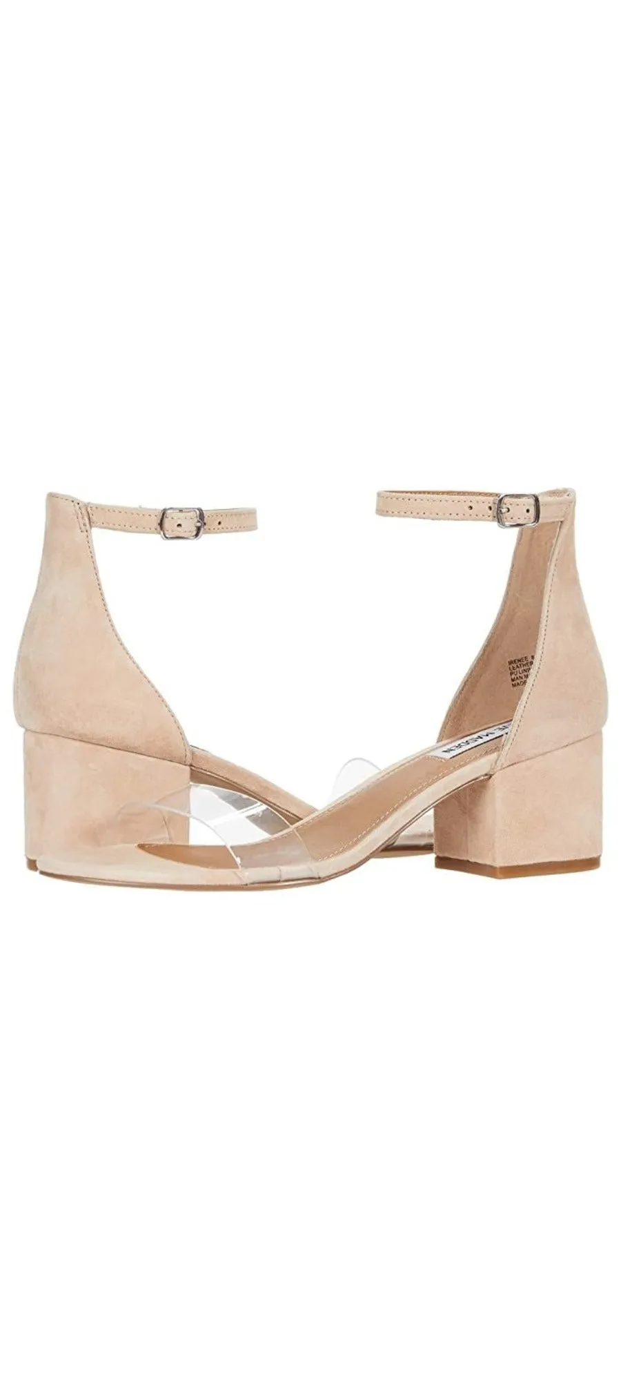 Steve Madden Irenee Round Open-Toe Ankle-Strap Casual Block Heel Sandals Clear
