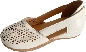 SuanlaTDS Closed Toe Sandals for Women 2025 Platform Orthopedic Slip-on Slides Hollow Out Wedge Summer Low Heel Dressy Comfortable Outdoor Walking Daily Wear Casual Loafers Work Shoes
