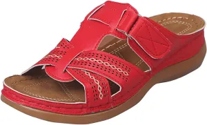SuanlaTDS Orthopedic Sandals for Women Summer Comfortable Wedge Platform Walking Sandals with Arch Support Casual Outdoor Flat Open Toe Low Heels Wedges Slip On Slide Sandals Slippers