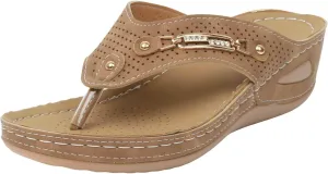 SuanlaTDS Orthopedic Sandals for Women, Women Summer Comfortable Wedge Flip Flops with Arch Support Platform Wide Width Open Toe Slip On Slide Sandals Outdoor Beach Walking Shoes