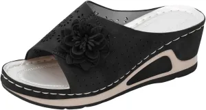 SuanlaTDS Sandals for Women Wedge Slip On 2025 Dressy Summer Comfortable Platform Open Toe Orthopedic Arch Support Slides Outdoor Beach Shoes Casual Elegant High Heels Wedges Sandal