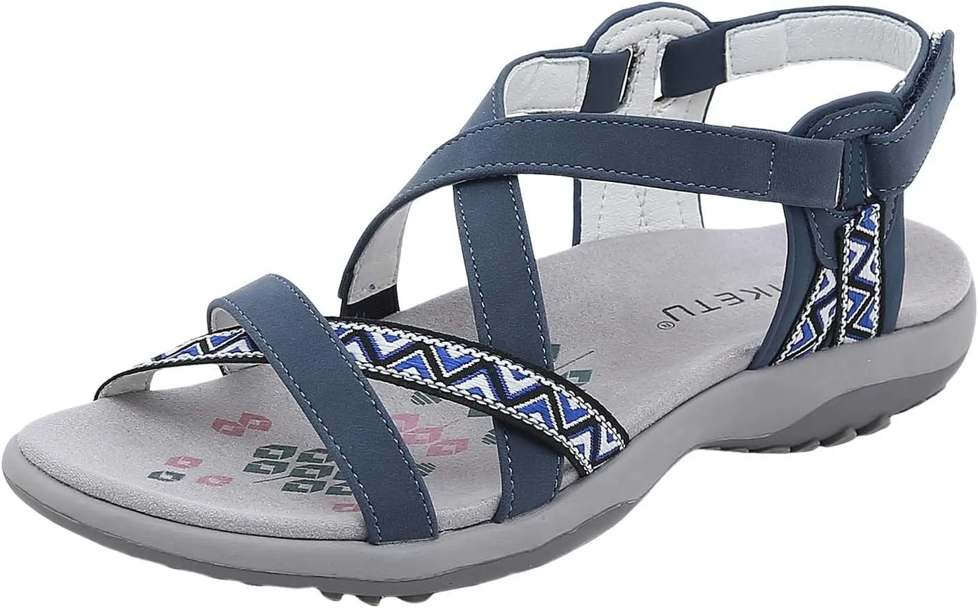 SuanlaTDS Womens Flat Walking Sandals with Arch Support Comfortable Wedge Platform Plantar Fasciitis Water Athletic Adjustable Ankle Strap Summer Beach Hiking Outdoor Orthopedic Shoes
