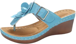 SuanlaTDS Women's Orthopedic Flip Flops Wedge Sandals with Arch Support 2025 Comfortable Dressy Summer Platform Thong T-strap Open Toe Outdoor Walking Beach Shoes Slip-on High Heels Slide Sandal