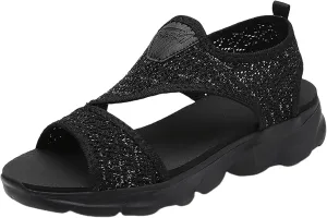 SuanlaTDS Women's Orthopedic Platform Sandals 2025 Dressy Summer Wedge Beach Open Toe Arch Support Slip On Comfortable Outdoor Walking Shoes Breathable Low Heels Wedges Slides Sandal