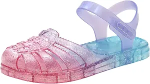 Summer Flat Dress Sandals Shoes Crystal Jelly Shoes Glitter Butterfly Children Sandals Summer Baby Rome Girls Adjustable Sporty Slides for The Beach and Pool