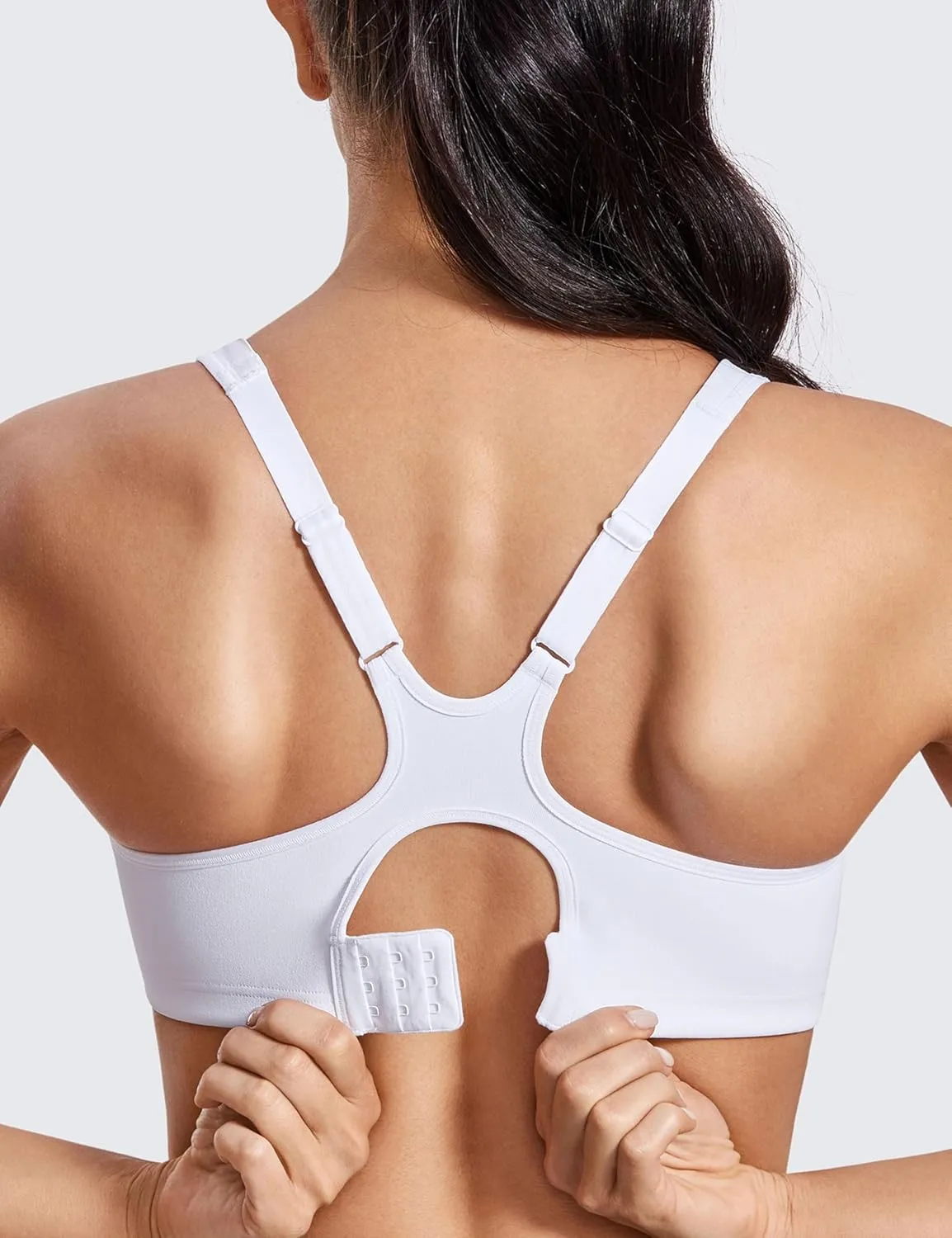 SYROKAN High Impact Sports Bras for Women High Support Unlined Underwire Racerback No Uniboob Workout Bra
