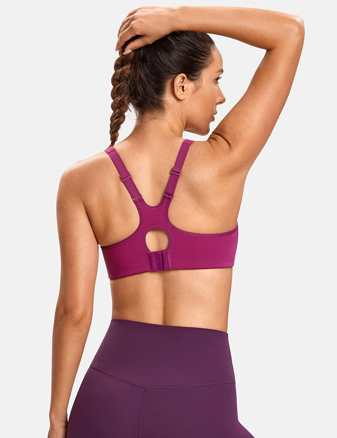 SYROKAN High Impact Sports Bras for Women High Support Unlined Underwire Racerback No Uniboob Workout Bra