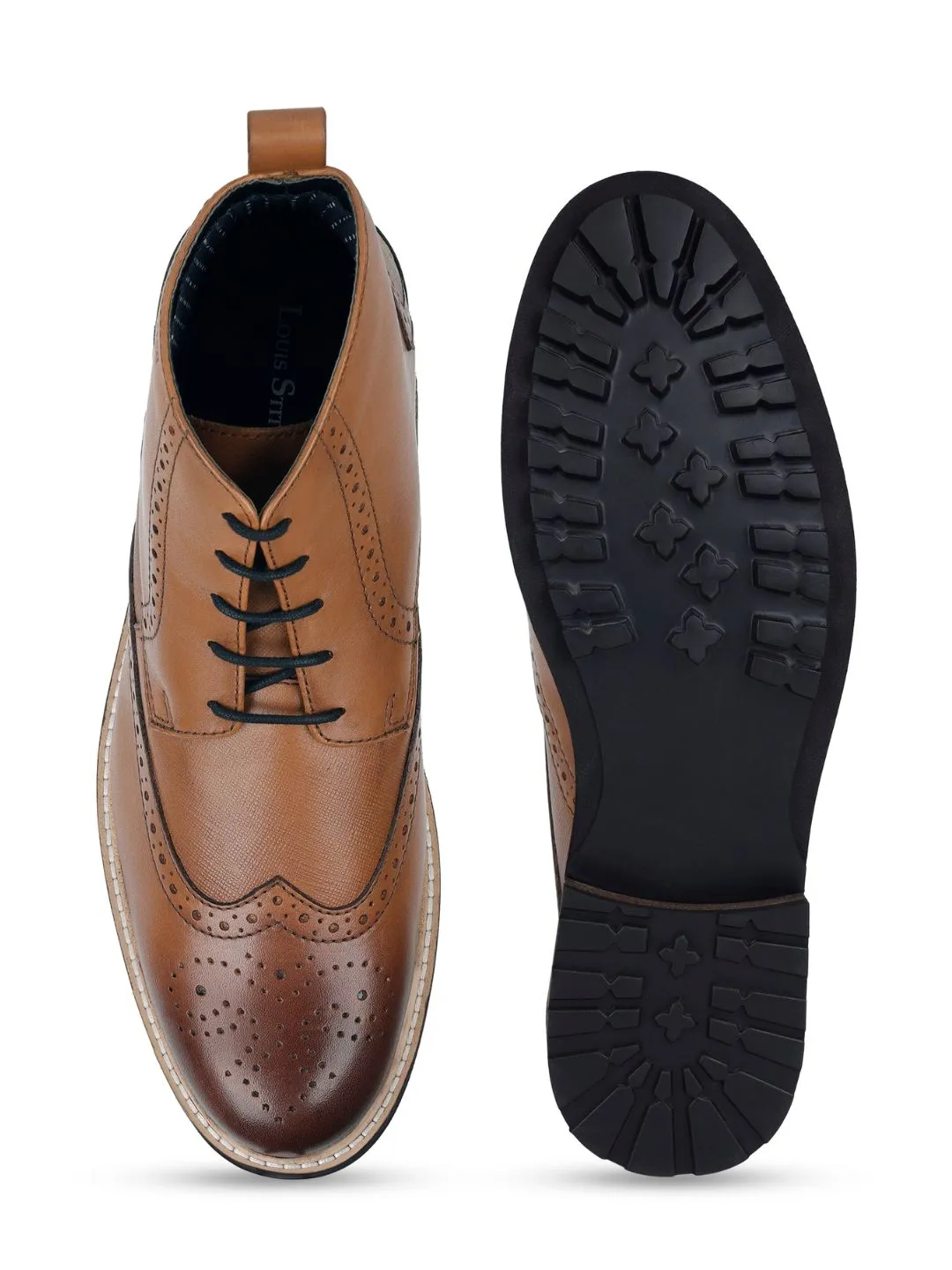 Tan Egyptian Crust Leather Brogue Lace Up Chukka Boots