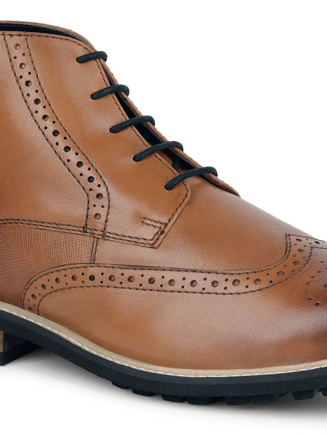 Tan Egyptian Crust Leather Brogue Lace Up Chukka Boots