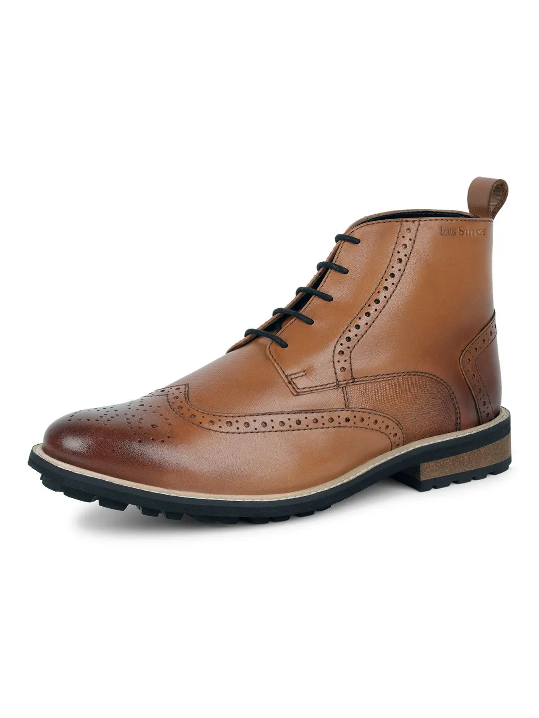 Tan Egyptian Crust Leather Brogue Lace Up Chukka Boots