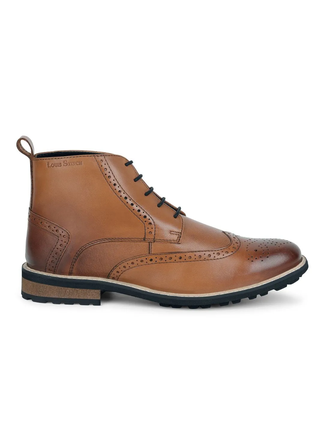 Tan Egyptian Crust Leather Brogue Lace Up Chukka Boots