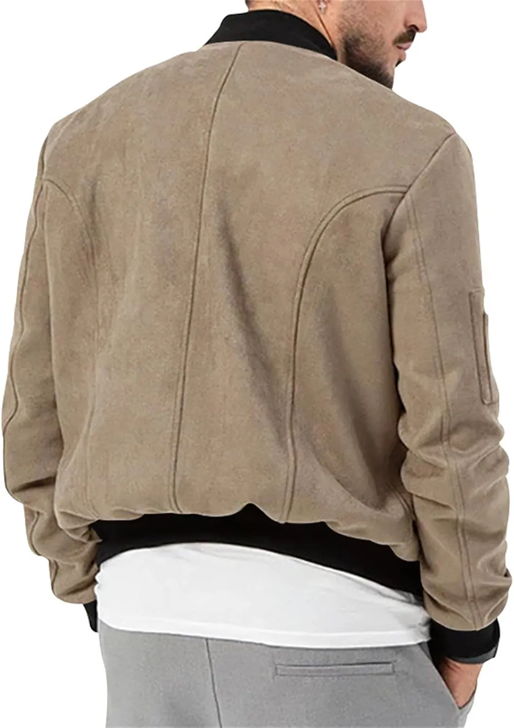 Thatrich Mens Cropped Bomber Jacket Lightweight Button Down Shirt Flight Motorcycle Jacket Faux Leather Vintage Jackets Coats