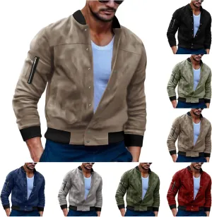 Thatrich Mens Cropped Bomber Jacket Lightweight Button Down Shirt Flight Motorcycle Jacket Faux Leather Vintage Jackets Coats