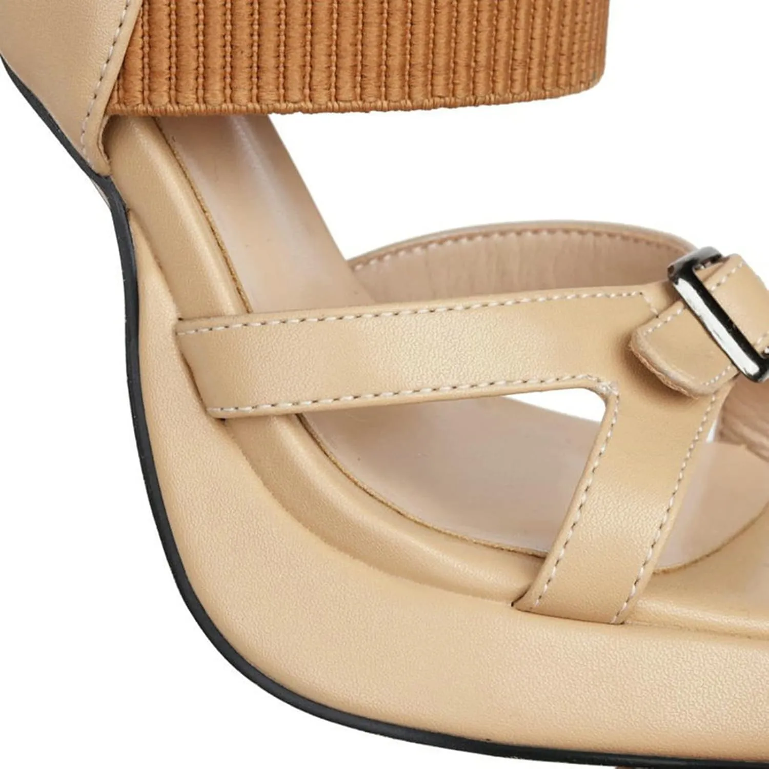TNXZ Women's Girls Platform High Heels Sandals Square Open Toe Strappy Pumps Elastic Dress Party Summer Shoes Mother's Day Valentine's Day Gift