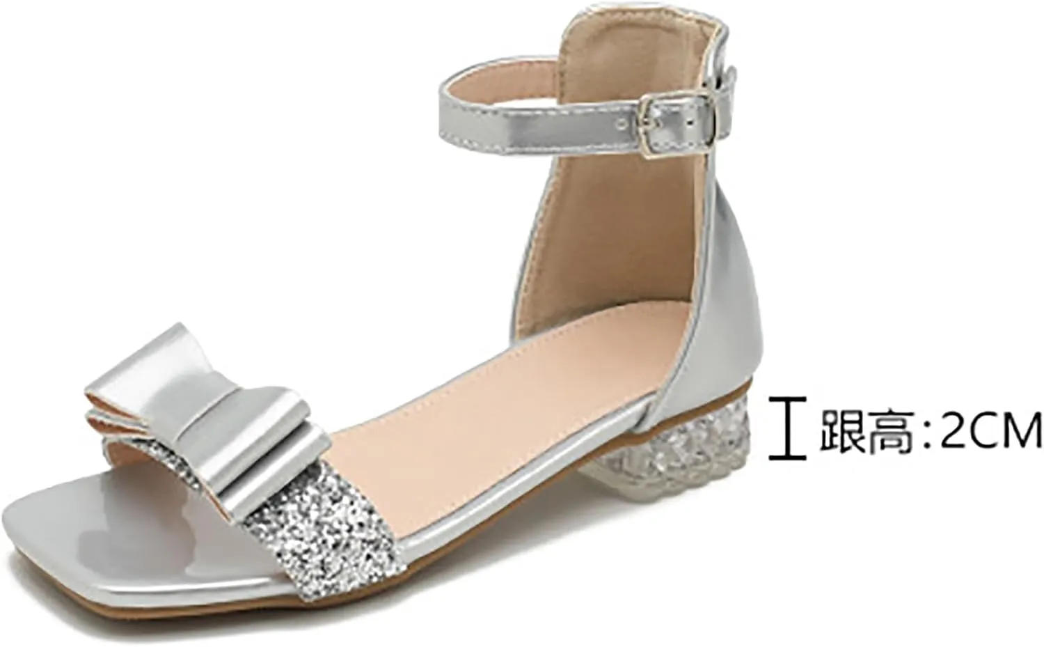 Toddler Boys Girls Double Sandals Girls Shoes Princess Shoes Summer Silver High Heels Students Large And Medium Children Crystal Sandals High Top Summer Outdoor Unisex Child Sport