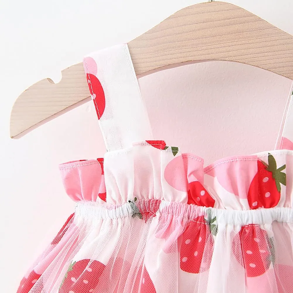 Toddler Girls Sleeveless Backless Tutu Dress with Sun Hat Baby Summer Outfits Sundress Princess Birthday Party Dress