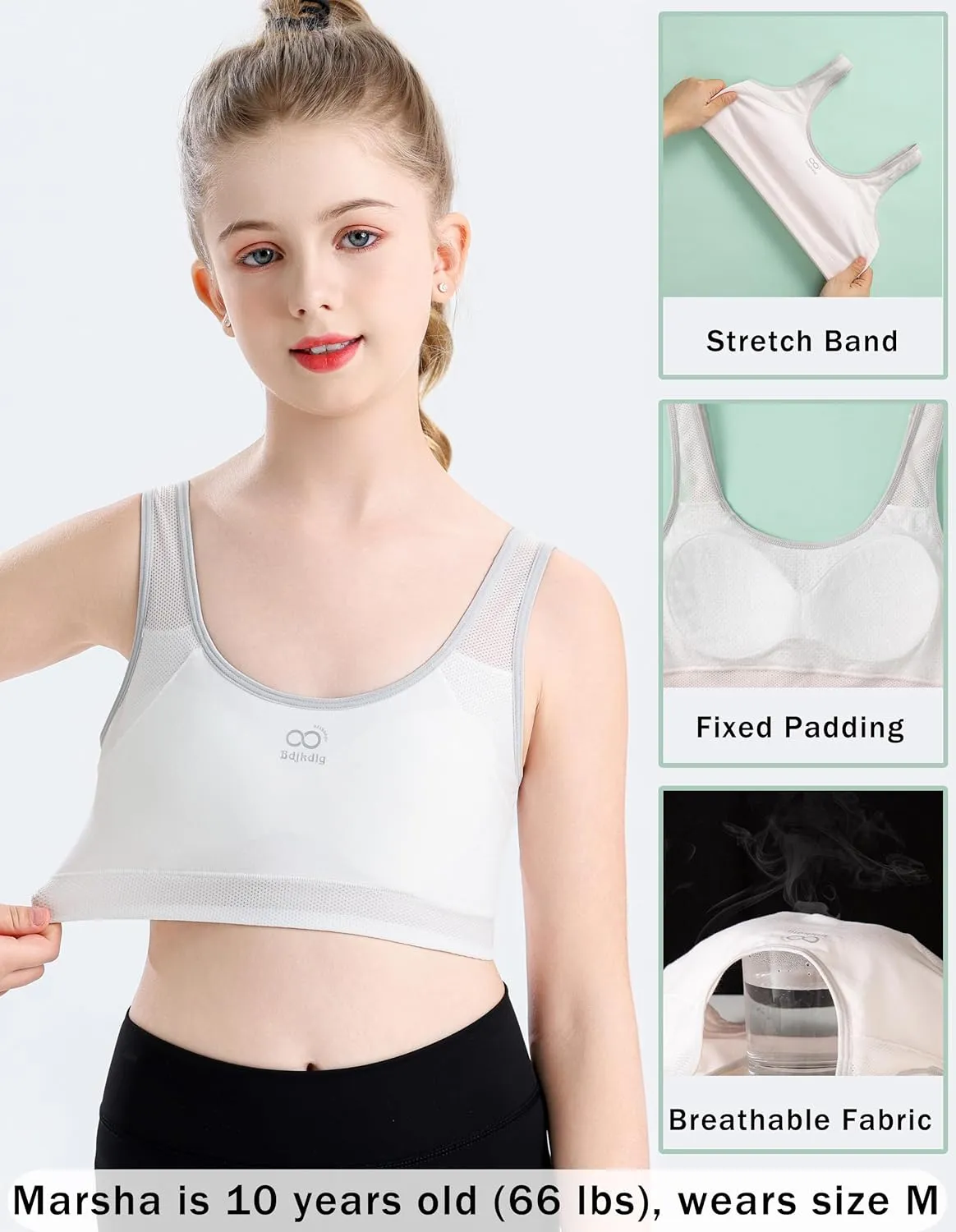 Training Bras for Girls 8-14 Seamless Cotton Girls Bras with Breathable Pads Sports Bras Ultra Breathable Soft