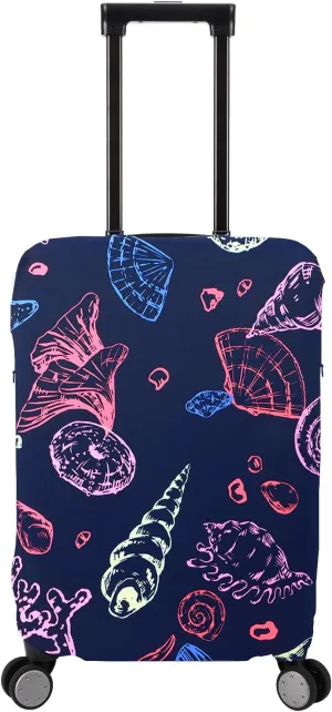 Travel Luggage Cover Protector Stretchy Washable Suitcase Cover With Zippers For 31-32 Inch Luggage (XL, Blue, Seashell)