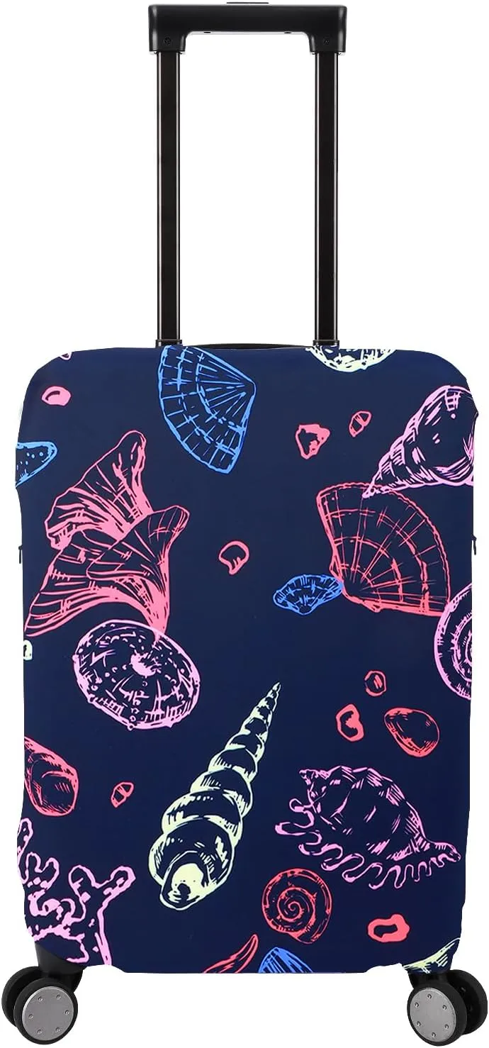 Travel Luggage Cover Protector Stretchy Washable Suitcase Cover With Zippers For 31-32 Inch Luggage (XL, Blue, Seashell)